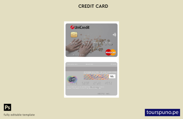 lista para imprimir plantilla de mastercard de UniCredit Bank de Italia